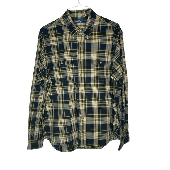 Ralph Lauren Men's Plaid Long Sleeve Shirt Button Down XL Yellow/Dk Green - Picture 1 of 13